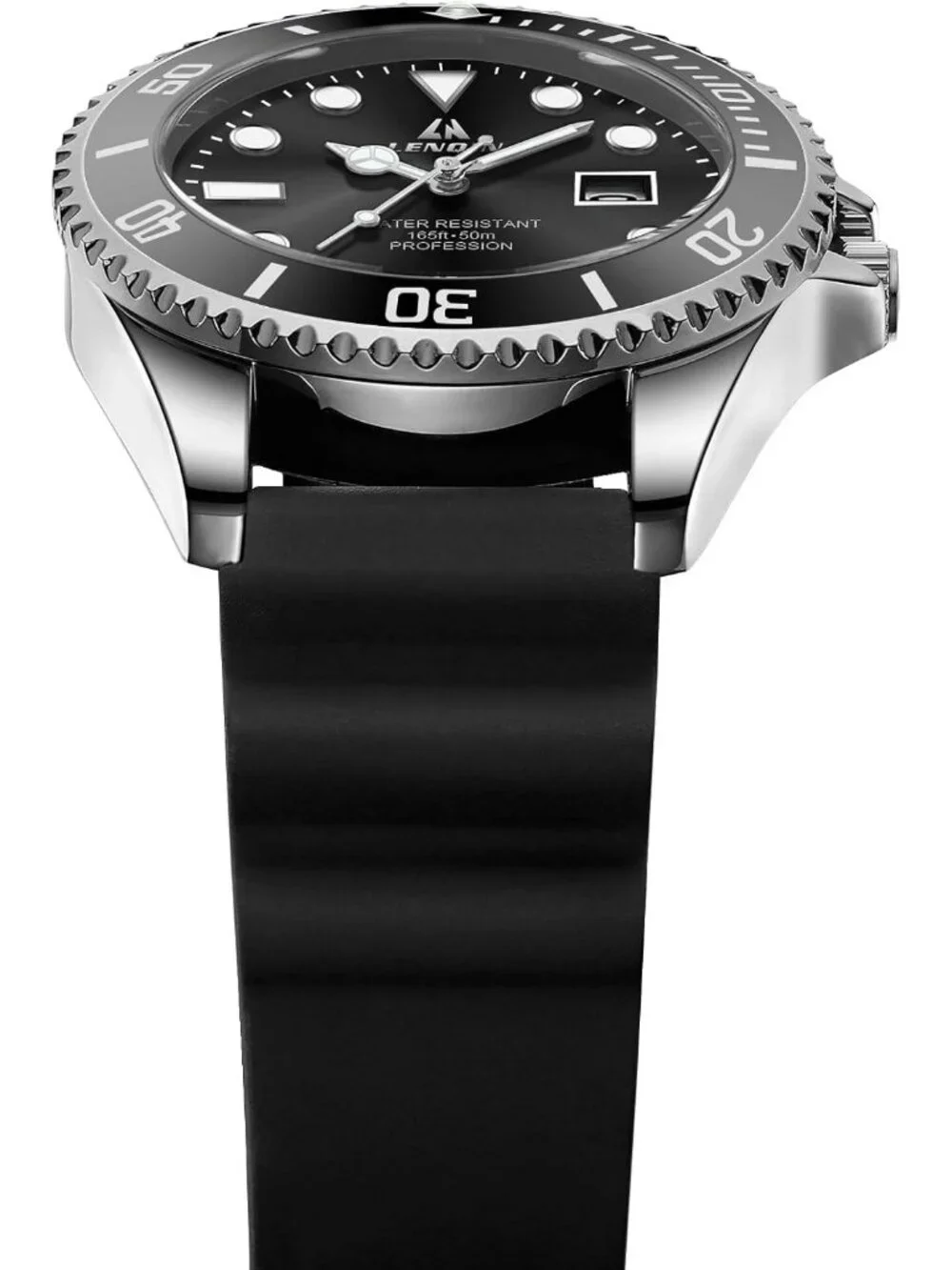 Men's Black Silver Buckle Analog Quartz Waterproof Luminous Wrist Round Watch